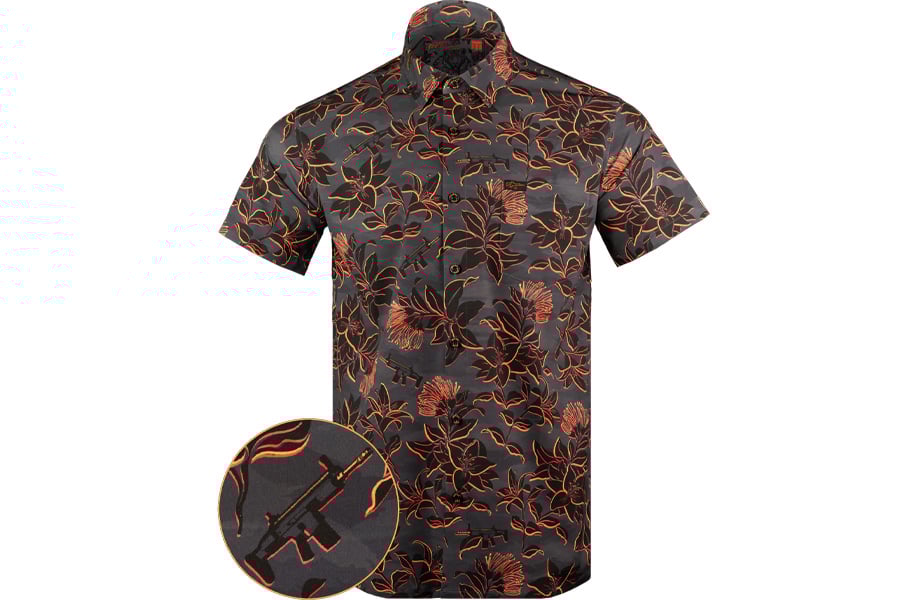 Retro Rifle Tropical Tiger Button Down Shirt