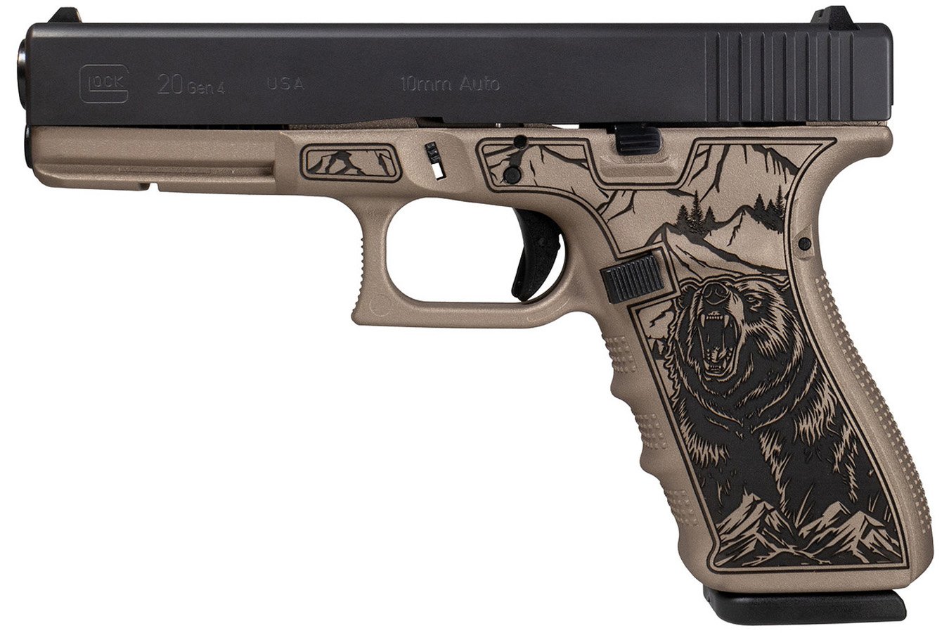 GLOCK 20 Gen4 10mm Pistol with Black Slide and Rose Gold Kodiak Polymer Frame with Pic Rail