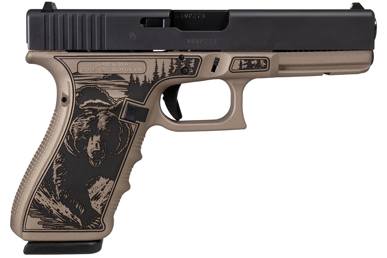 GLOCK 20 Gen4 10mm Pistol with Black Slide and Rose Gold Kodiak Polymer Frame with Pic Rail