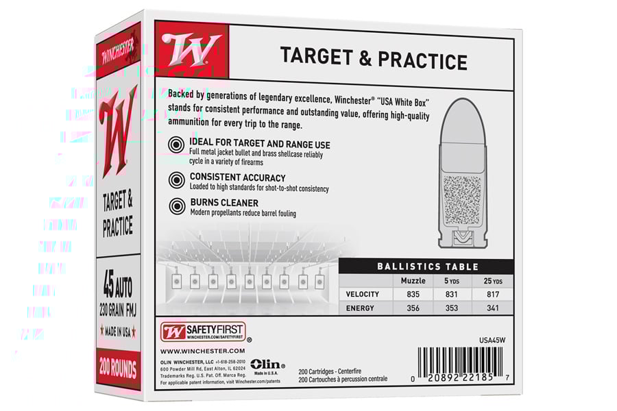 WINCHESTER AMMO 45 ACP 230 gr FMJ Target and Practice 200/Box
