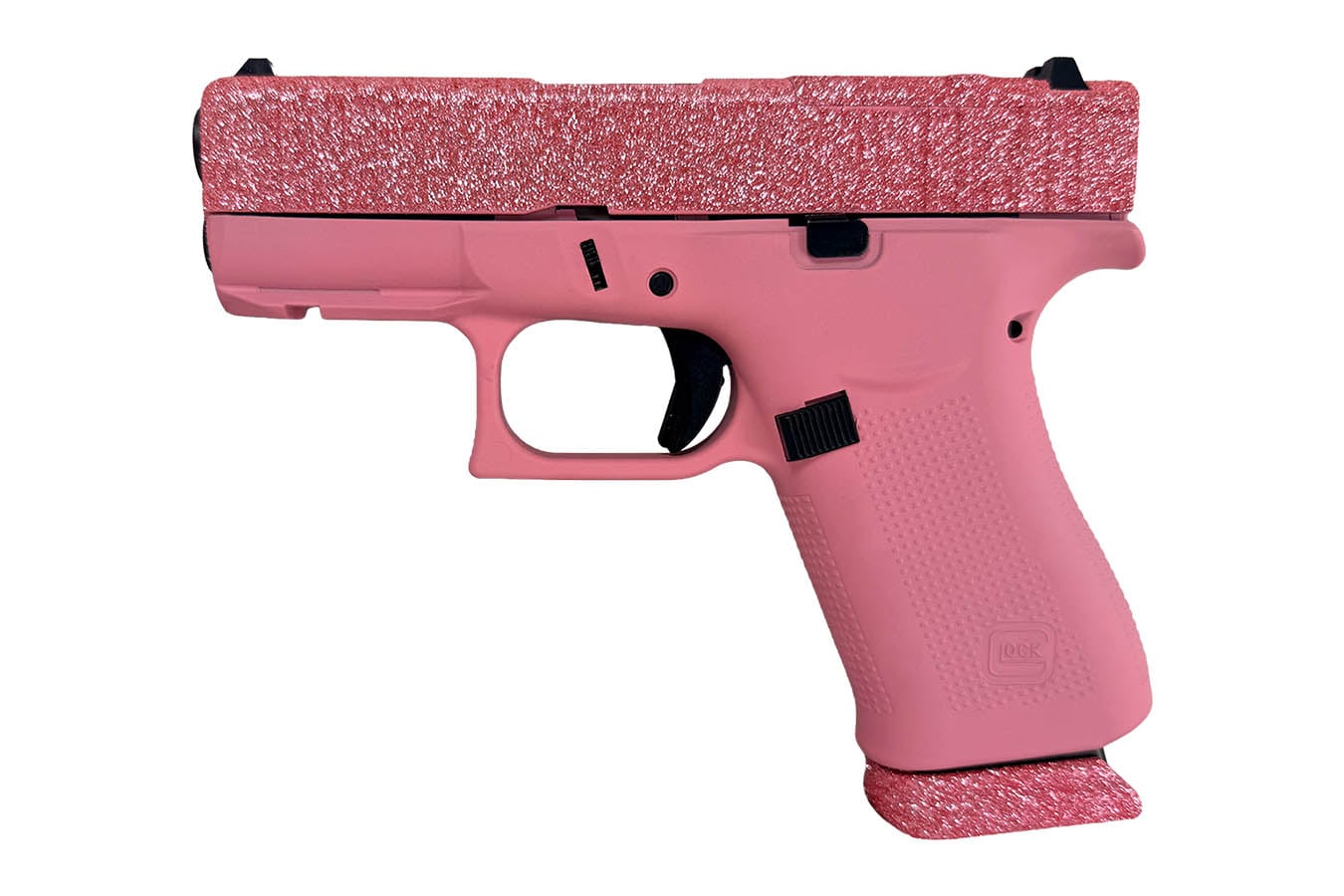 GLOCK 43x MOS 9mm Optic Ready w/ Pink Glitter Finish and Pink Cerakote Frame