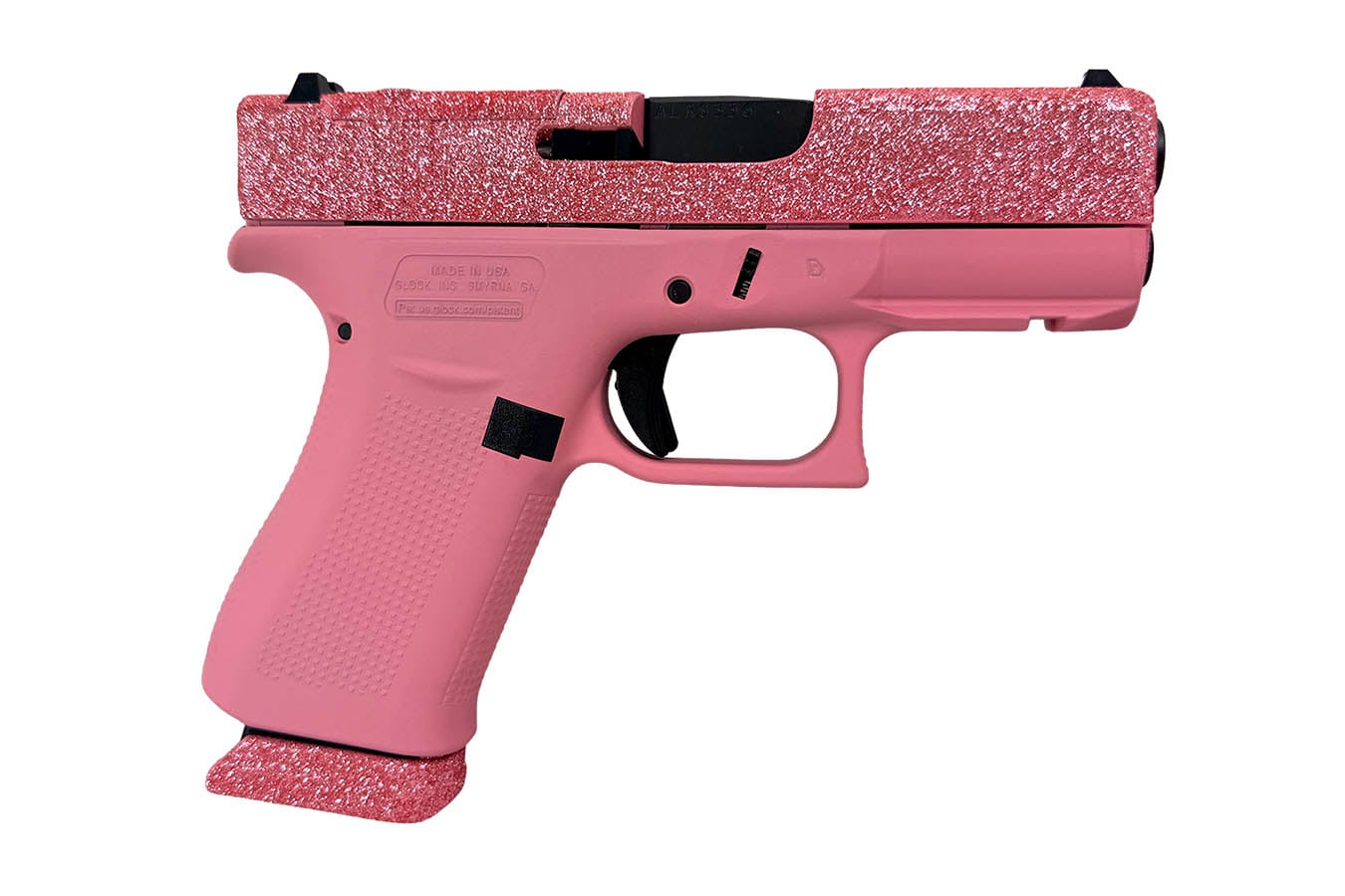 GLOCK 43x MOS 9mm Optic Ready w/ Pink Glitter Finish and Pink Cerakote Frame
