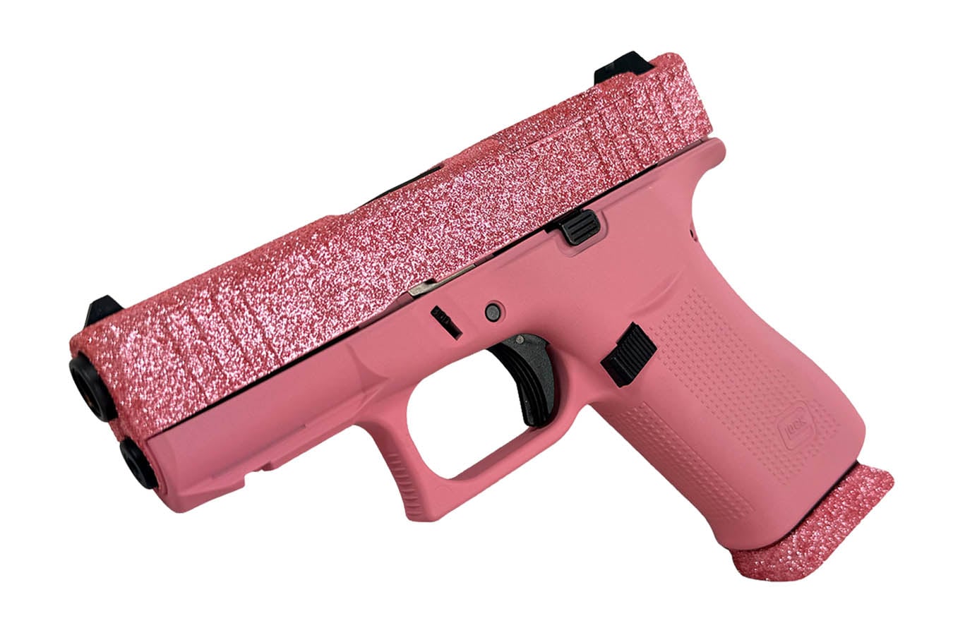 GLOCK 43x MOS 9mm Optic Ready w/ Pink Glitter Finish and Pink Cerakote Frame
