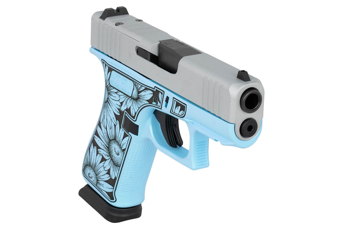 GLOCK G43X MOS 9mm Optic Ready Pistol with Blue Flower Engraved Finish