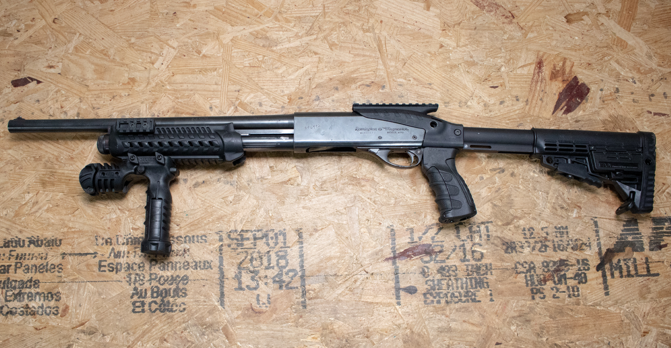 REMINGTON 870 Wingmaster 12 Gauge Police Trade-In Shotgun with Scope Base and Telescoping Stock