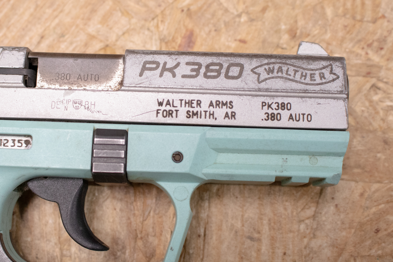 WALTHER PK380 380ACP Police Trade-In Pistol with Aqua Frame and Stainless Slide