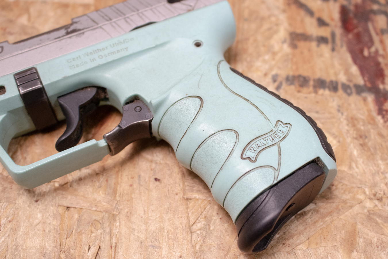 WALTHER PK380 380ACP Police Trade-In Pistol with Aqua Frame and Stainless Slide