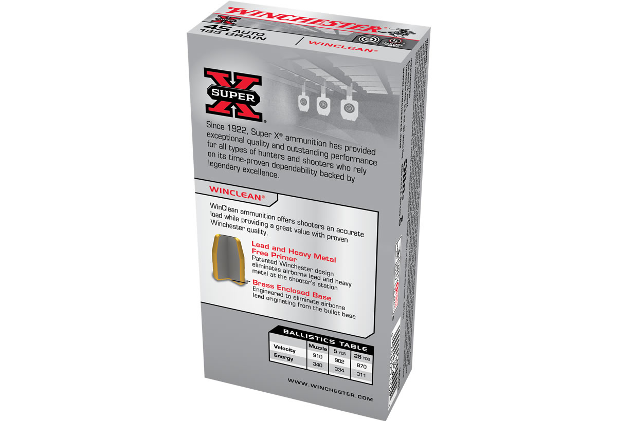 WINCHESTER AMMO 45 Auto 185 gr Winclean BEB Super-X 50/Box