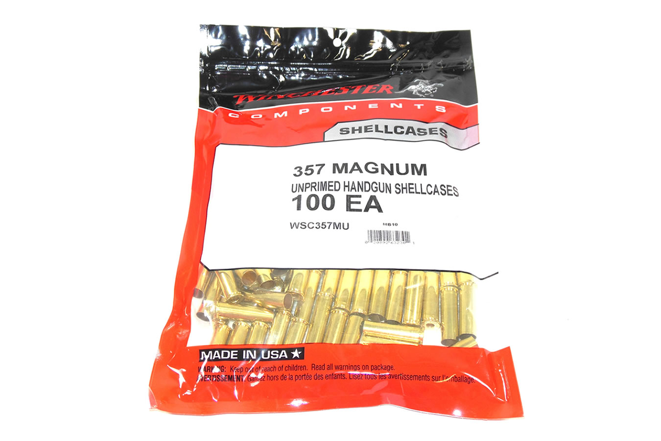WINCHESTER AMMO 357 Magnum Unprimed Brass Case 100/Bag