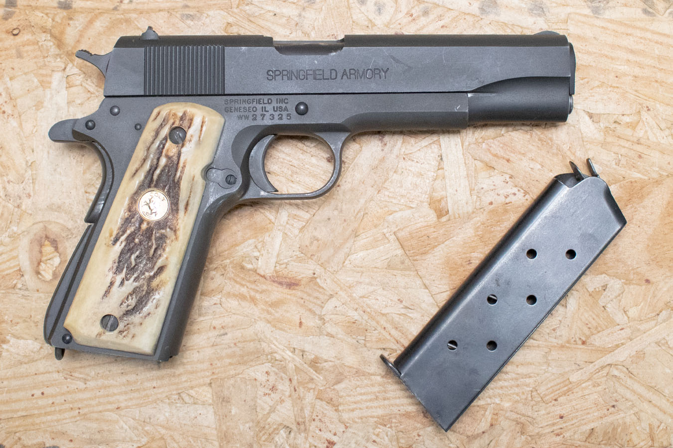 SPRINGFIELD 1911-A1 45ACP Police Trade-In Pistol with Colt Stag Grips