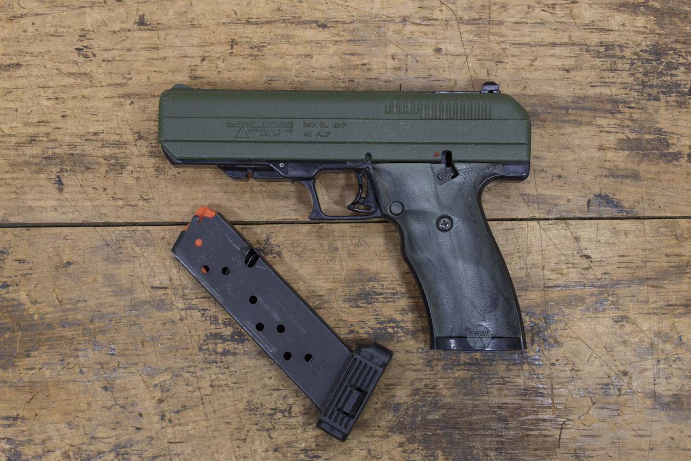 HI POINT JHP 45 ACP Police Trade-In Pistol with Green Slide
