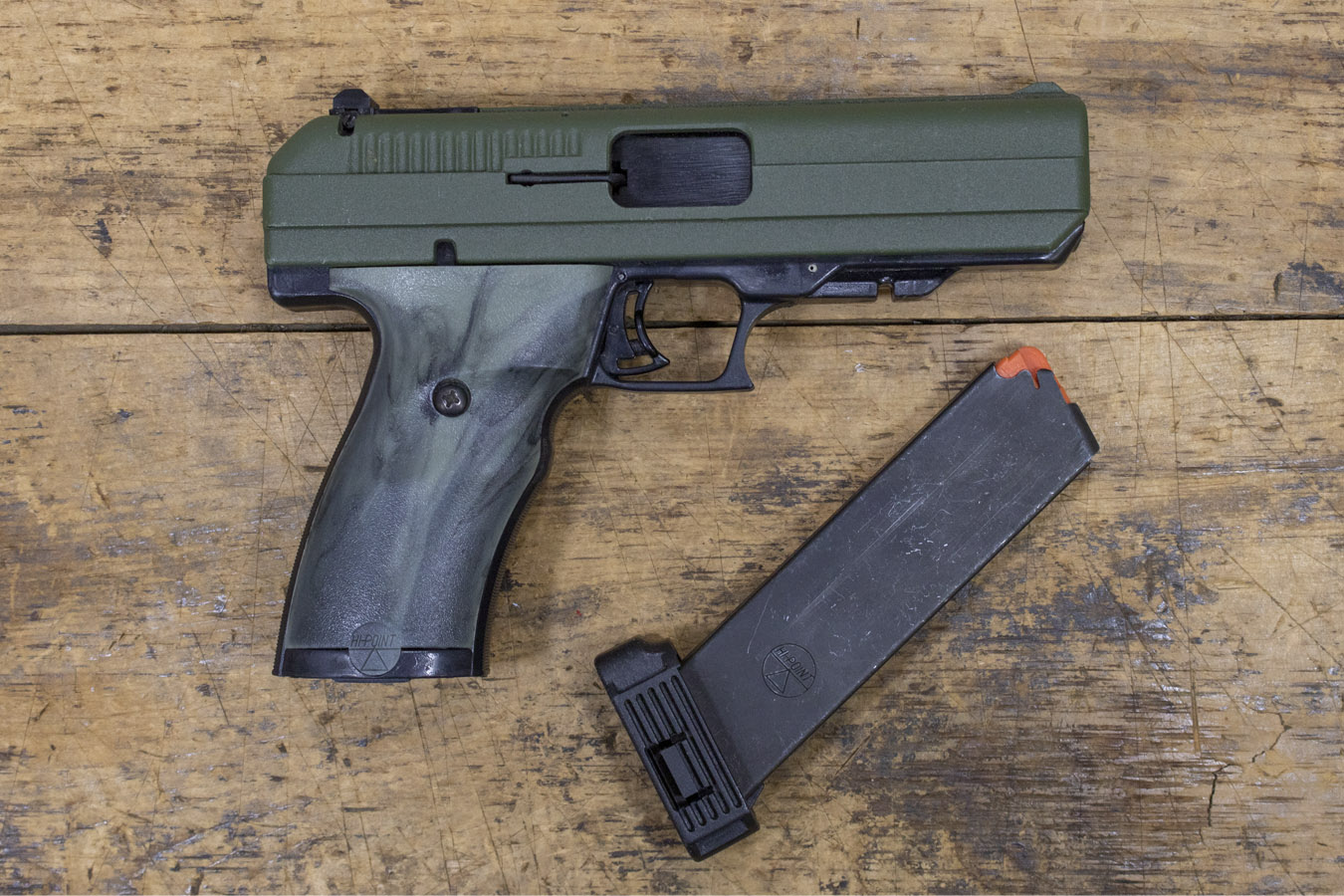 HI POINT JHP 45 ACP Police Trade-In Pistol with Green Slide