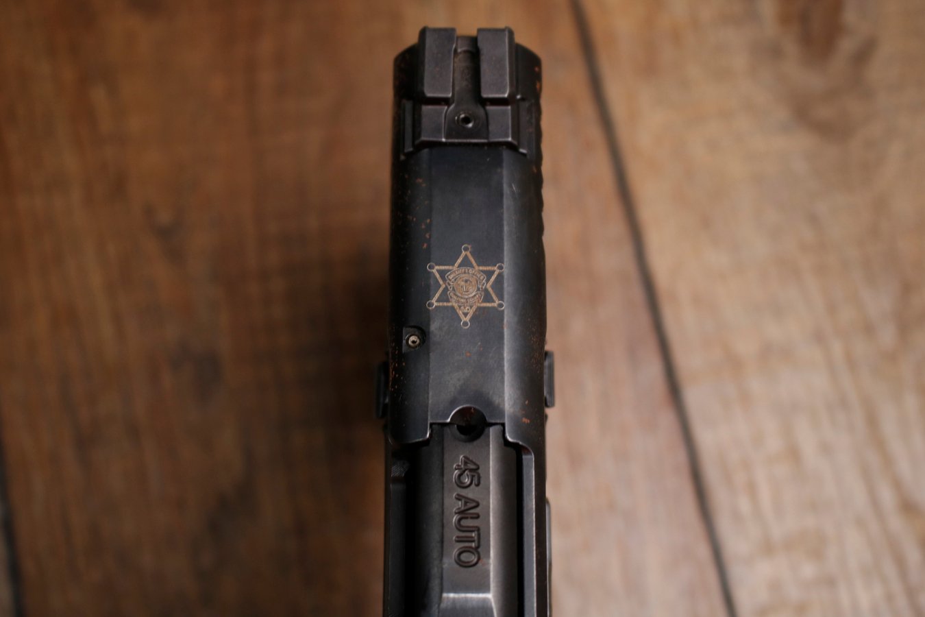 SMITH AND WESSON M&P45 45ACP Police Trade-In Pistol with GCSO Sheriffs Dept Engraving