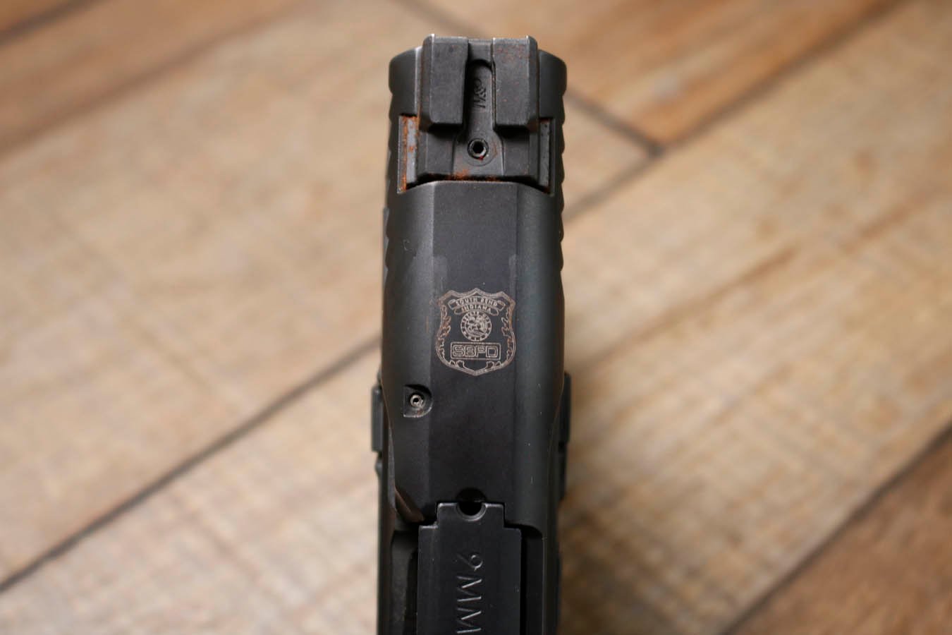 SMITH AND WESSON M&P9 M2.0 9mm Full-Size Police Trade-in Pistols with South Bend Police Department Markings (Fair Condition)