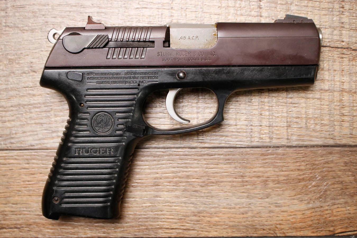 RUGER P97D 45 ACP Police Trade-In Pistol with Two Magazines and Original Box