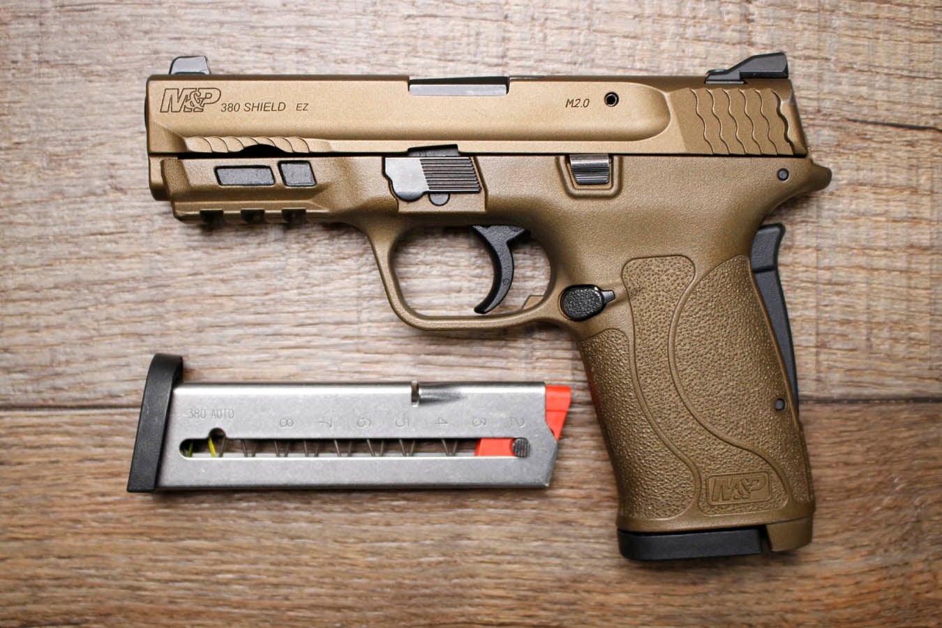 SMITH AND WESSON M&P380 Shield EZ 380 ACP Police Trade-In Pistol with Bronze Finish and Two Magazines
