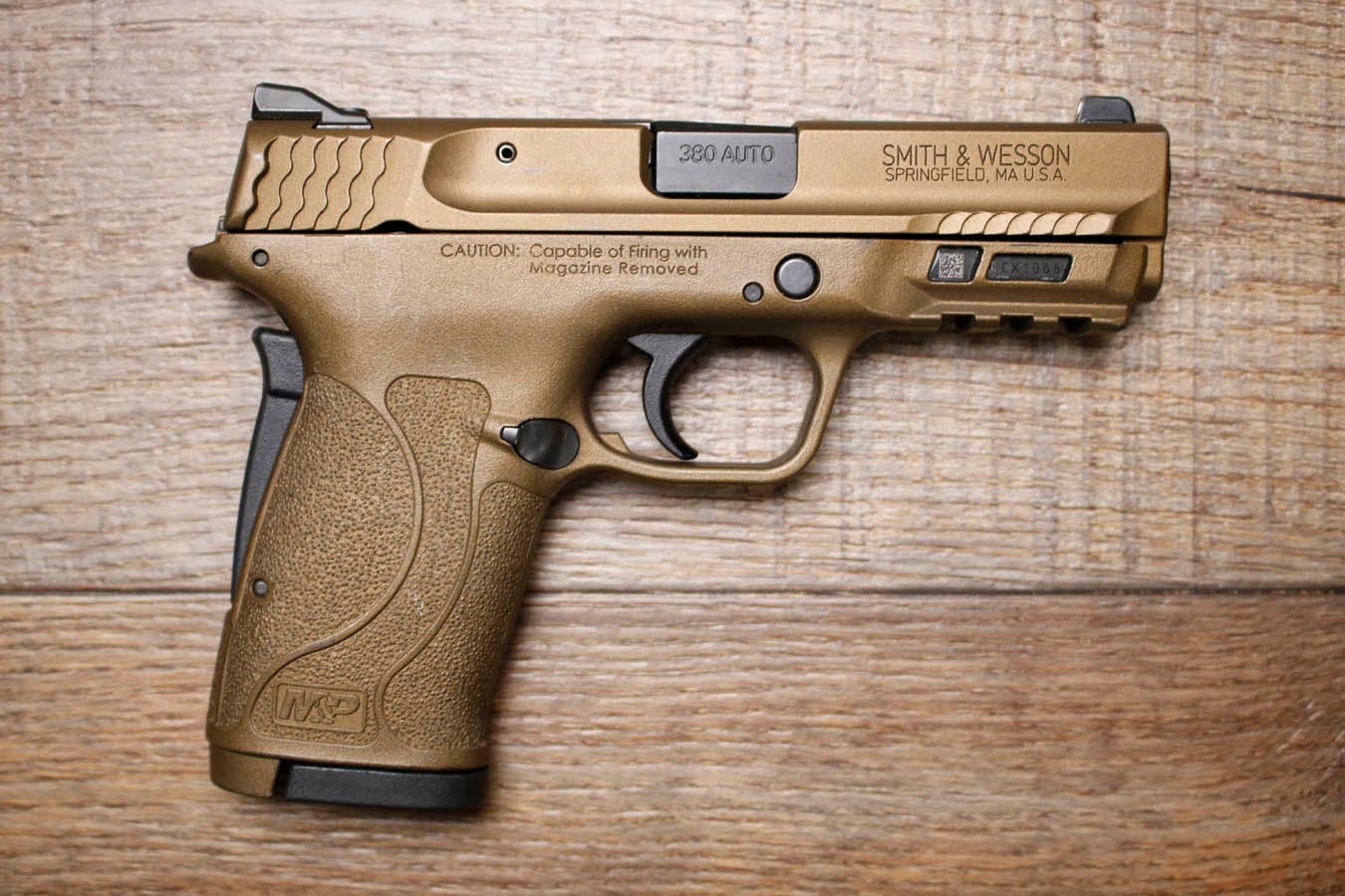SMITH AND WESSON M&P380 Shield EZ 380 ACP Police Trade-In Pistol with Bronze Finish and Two Magazines