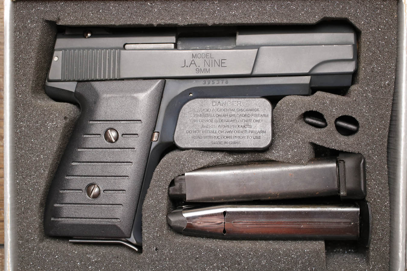 JIMENEZ ARMS J.A. Nine 9mm Police Trade-In Pistol with 3 Magazines and Original Box