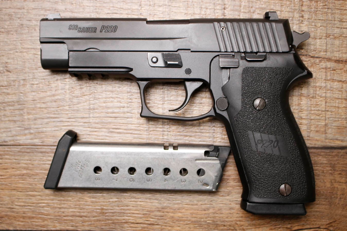 SIG SAUER P220 45 ACP Police Trade-In Pistol with Two Magazines