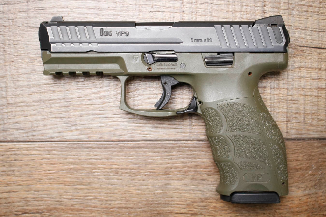 H  K VP9 9mm Police Trade-In Pistol with OD Green Grip Frame