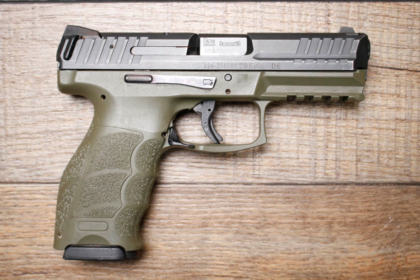 H  K VP9 9mm Police Trade-In Pistol with OD Green Grip Frame