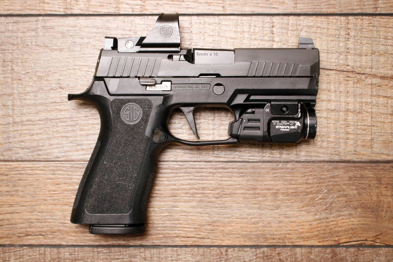 SIG SAUER P320 X Carry 9mm Police Trade-In Pistol with Romeo 1 Pro Red Dot/ TLR-7A (Very Good Condition)