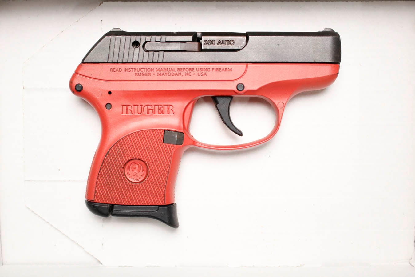 RUGER LCP 380 ACP Police Trade-In Pistol with Red Titanium Cerakote Frame