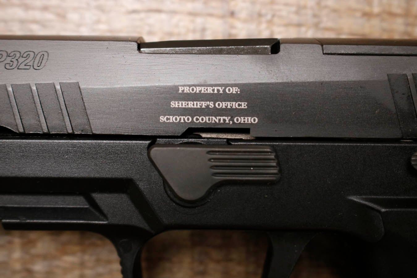 SIG SAUER P320 X Carry 9mm Optic Ready Police Trade-in Pistol with Scioto County Sheriffs Office Markings (Fair Condition)