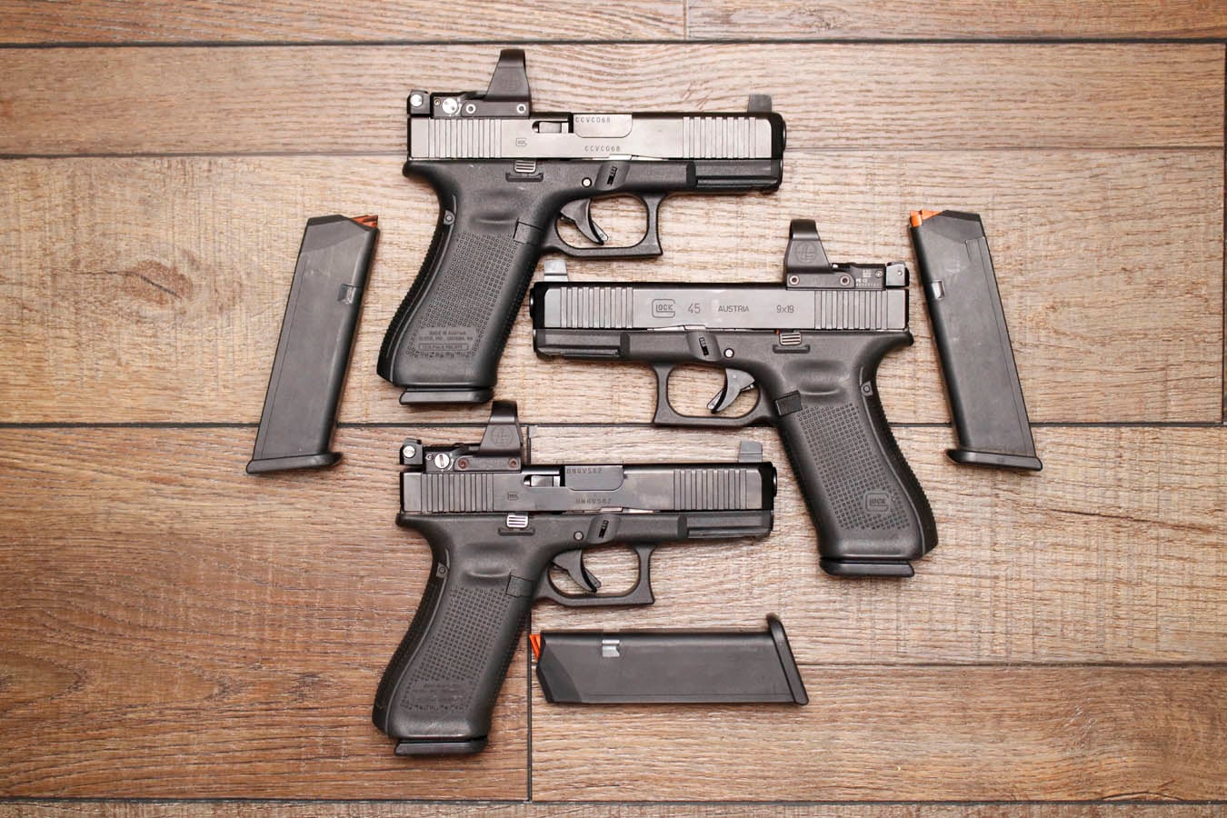 GLOCK 45 9mm Police Trade-In Pistol with Night Sights and Leupold Delta Point Pro Red Dot (Very Good Condition)