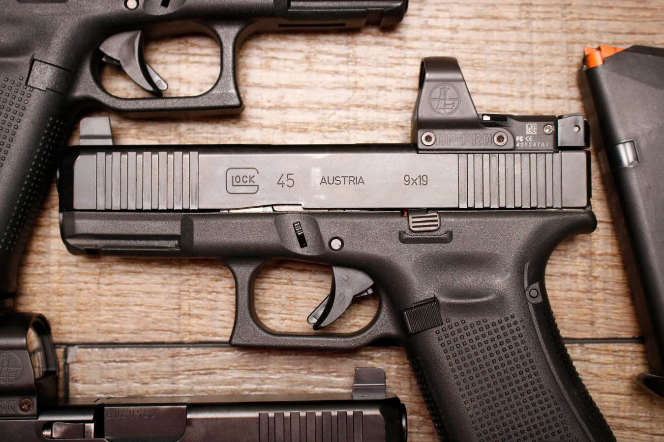 GLOCK 45 9mm Police Trade-In Pistol with Night Sights and Leupold Delta Point Pro Red Dot (Very Good Condition)