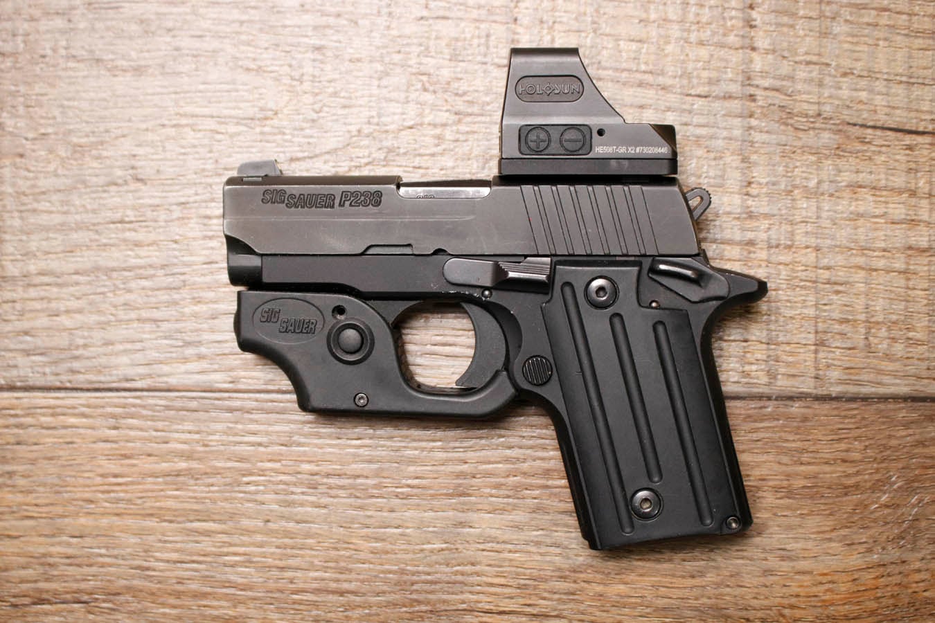 SIG SAUER P238 380 ACP Police Trade-In Pistol with Sig Laser and Holosun Green Dot Sight (No Magazine)