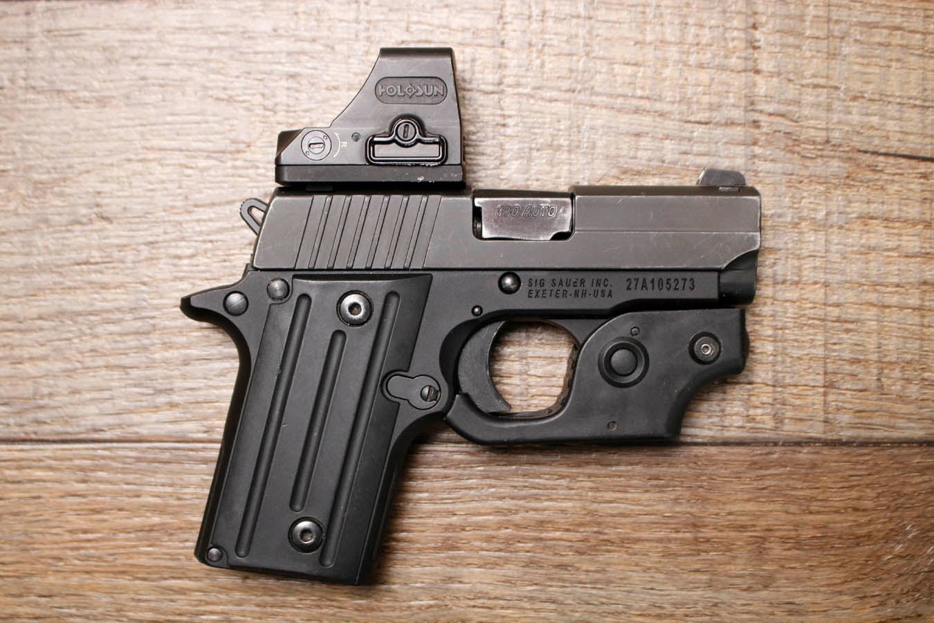 SIG SAUER P238 380 ACP Police Trade-In Pistol with Sig Laser and Holosun Green Dot Sight (No Magazine)