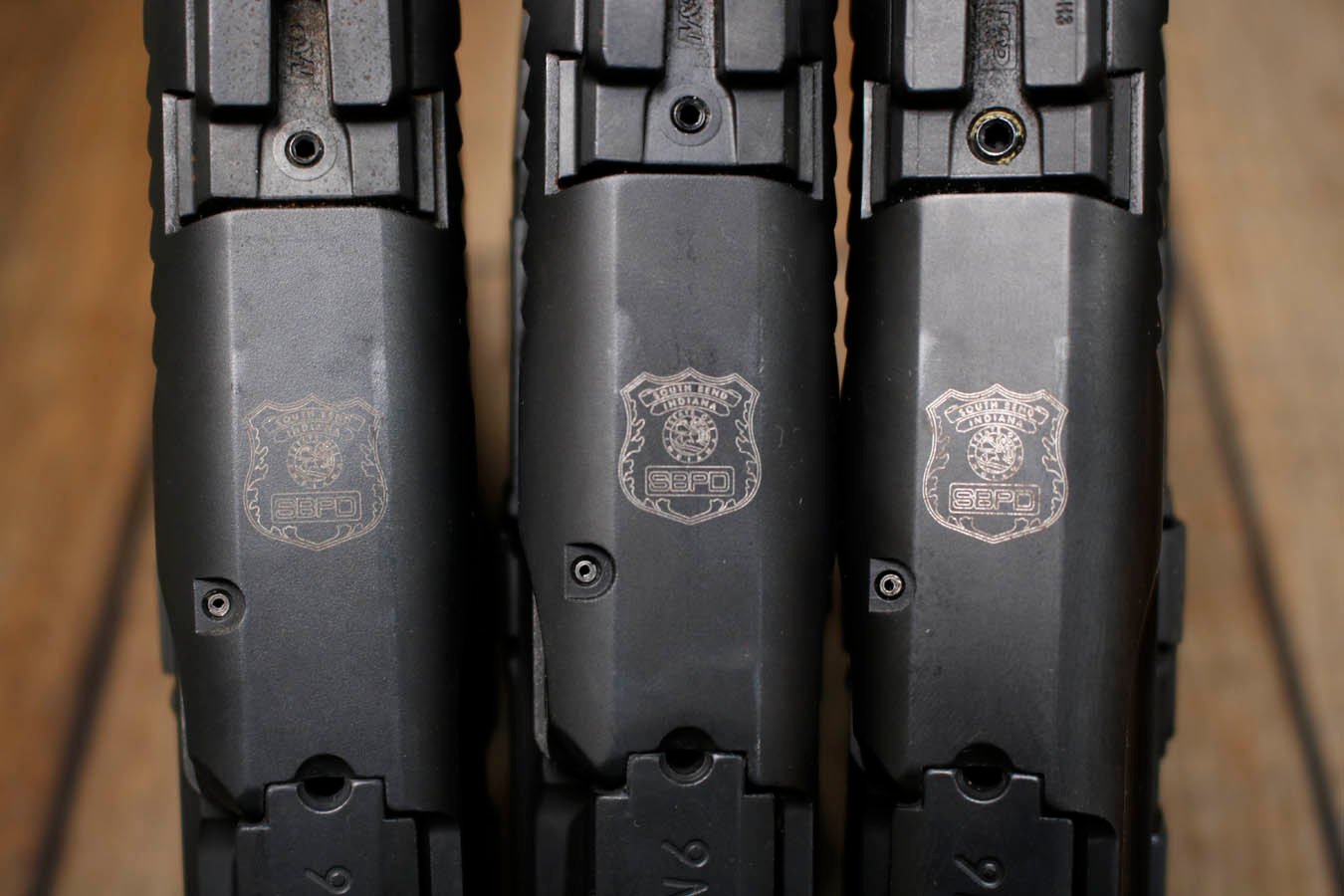 SMITH AND WESSON M&P9 M2.0 9mm Police Trade-in Pistols with South Bend IN Police Department Markings