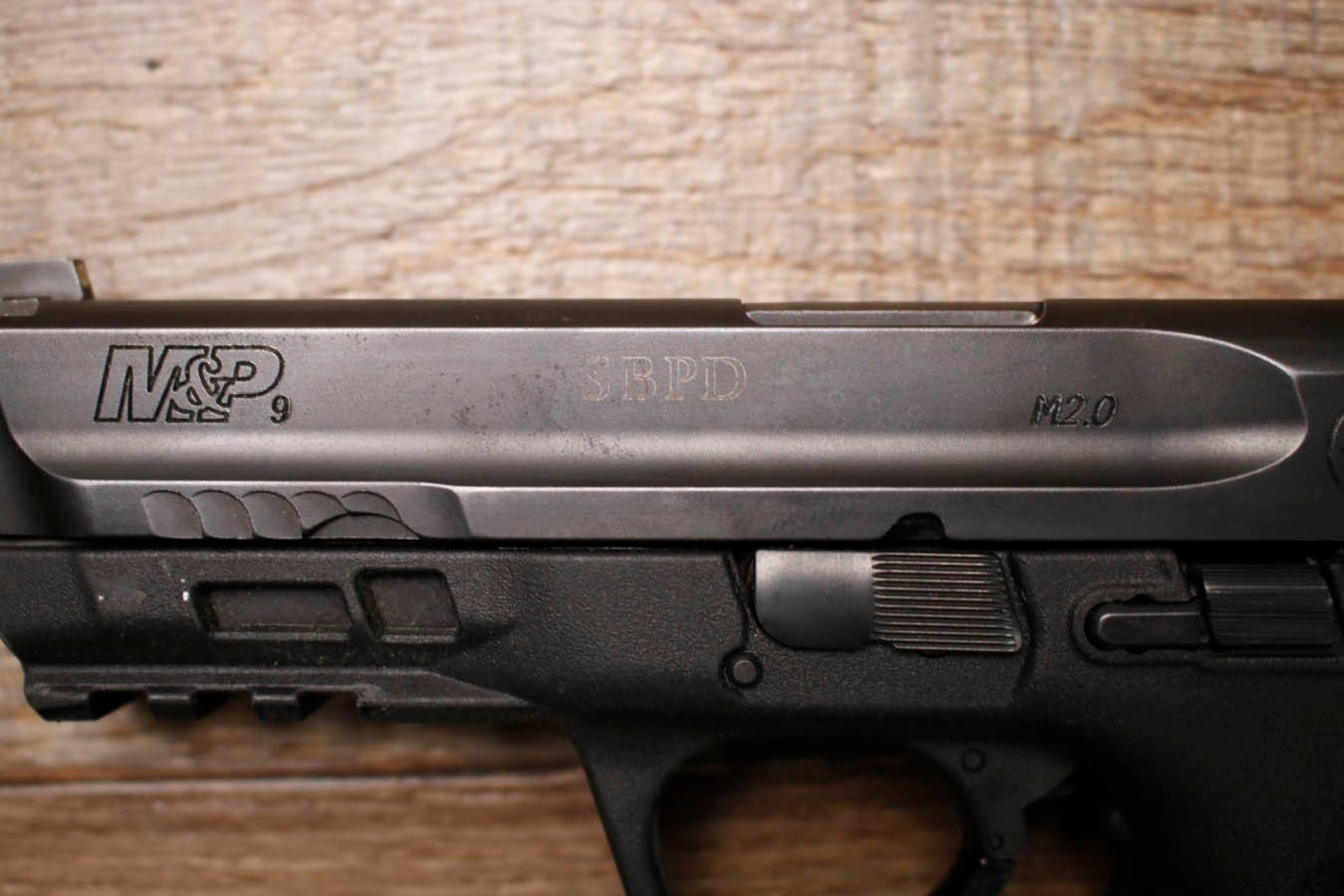 SMITH AND WESSON M&P9 M2.0 9mm Police Trade-In Pistol with South Bend Police Department Engraving 