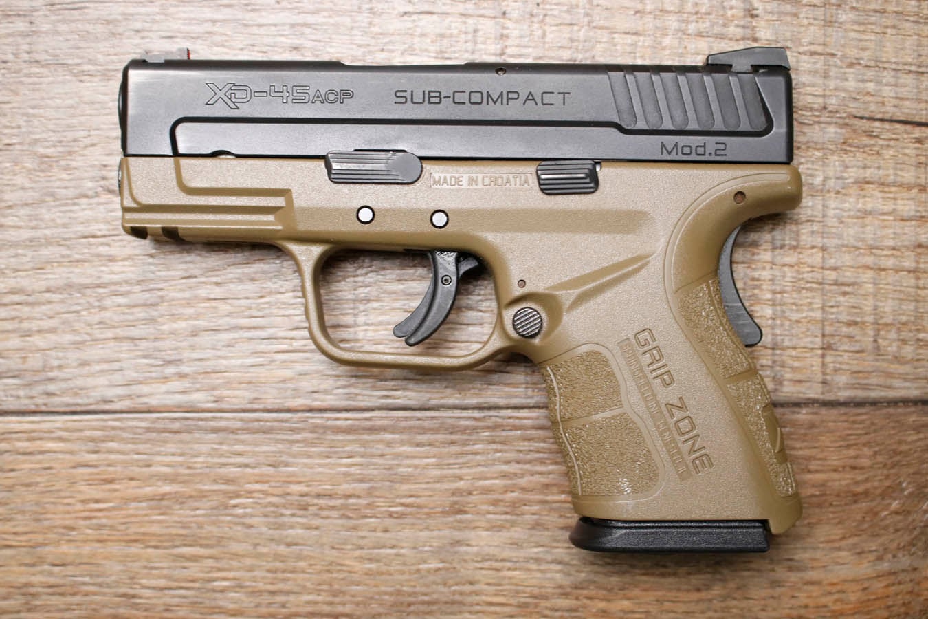 SPRINGFIELD XD-45 MOD2 Subcompact 45 ACP Police Trade-In Pistol with FDE Frame and GRIP ZONE