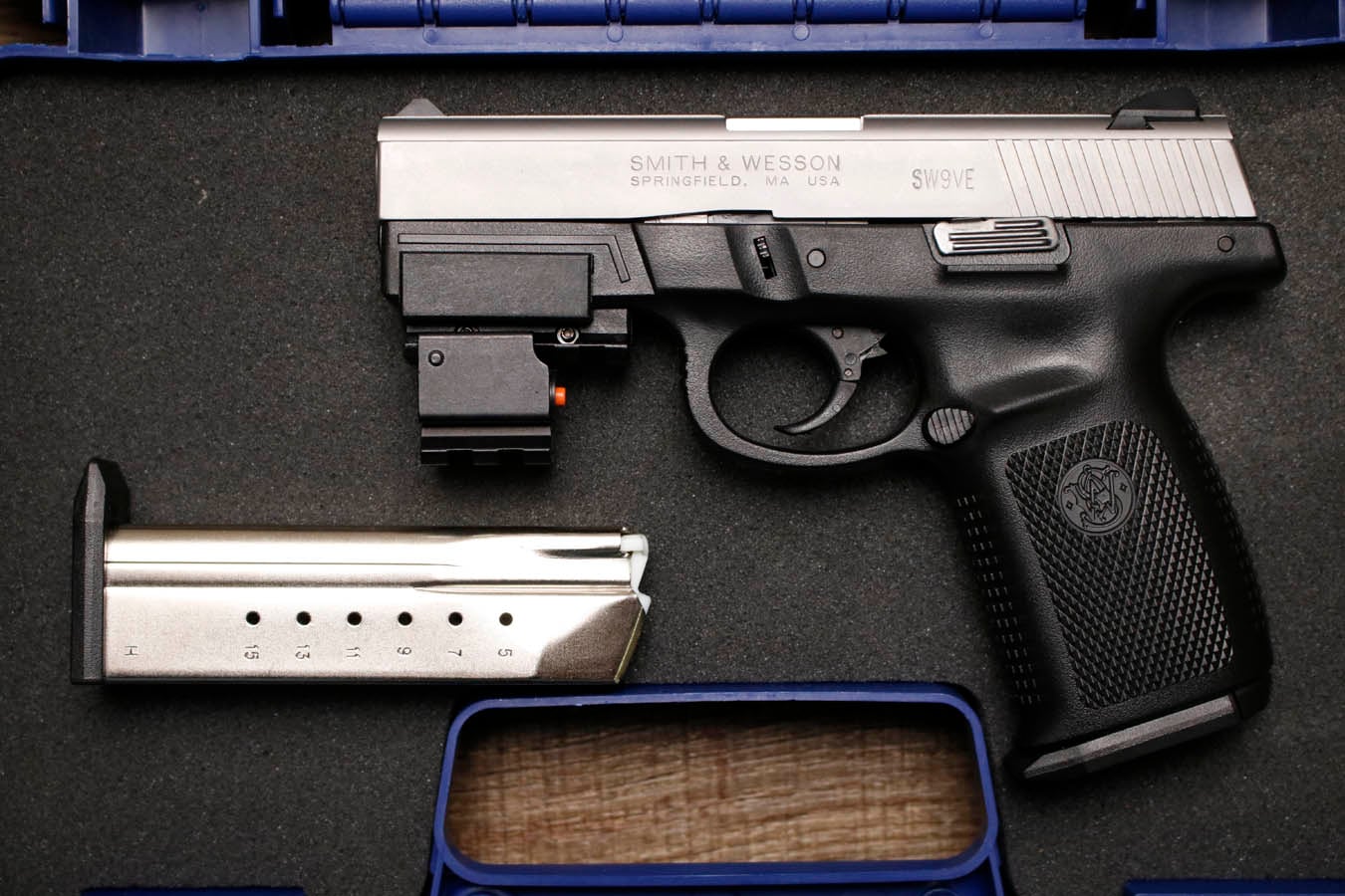 SMITH AND WESSON SW9VE 9mm Police Trade-In Pistol with Laser and Two Magazines