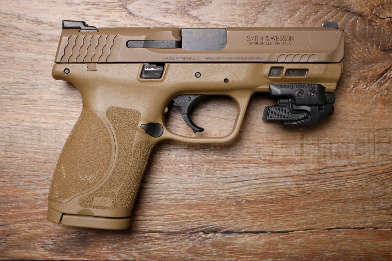 SMITH AND WESSON M&P9 M2.0 FDE 9mm Police Trade-In Pistol with Crimson Trace Laser