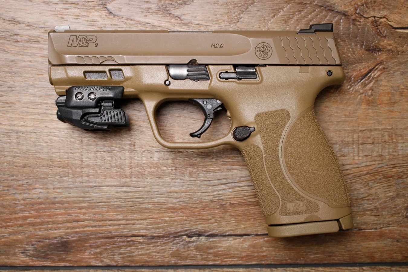 SMITH AND WESSON M&P9 M2.0 FDE 9mm Police Trade-In Pistol with Crimson Trace Laser