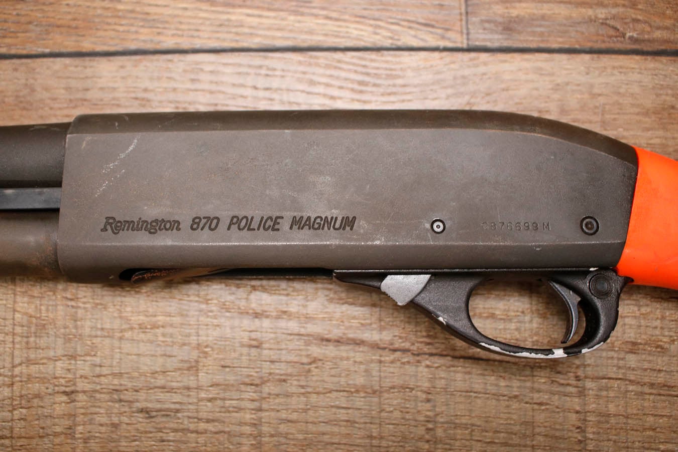 REMINGTON 870 Police Magnum 12GA Police Trade-In Shotgun with Synthetic Orange Furniture and Extended Tube Mag