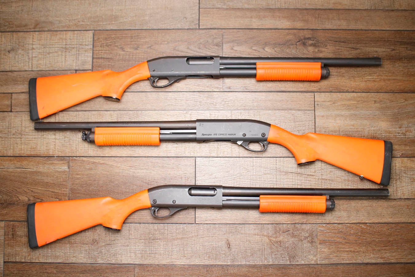 REMINGTON 870 Express Magnum 12GA Police Trade-In Shotgun with Synthetic Orange Stock and 18 Inch Barrel