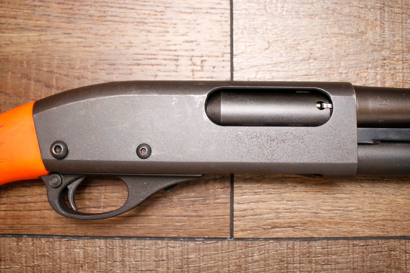 REMINGTON 870 Express Magnum 12GA Police Trade-In Shotgun with Synthetic Orange Stock and 18 Inch Barrel