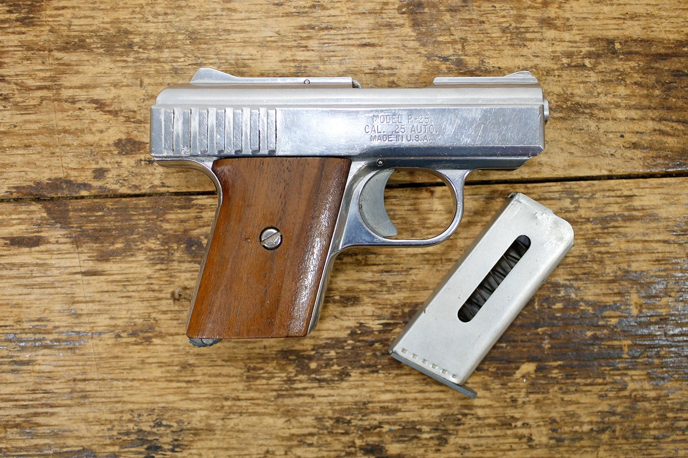 RAVEN ARMS P-25 25 Auto Police Trade-In Pistol Wood Grips