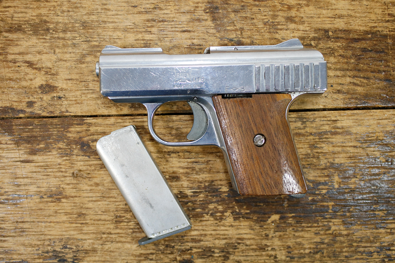 RAVEN ARMS P-25 25 Auto Police Trade-In Pistol Wood Grips