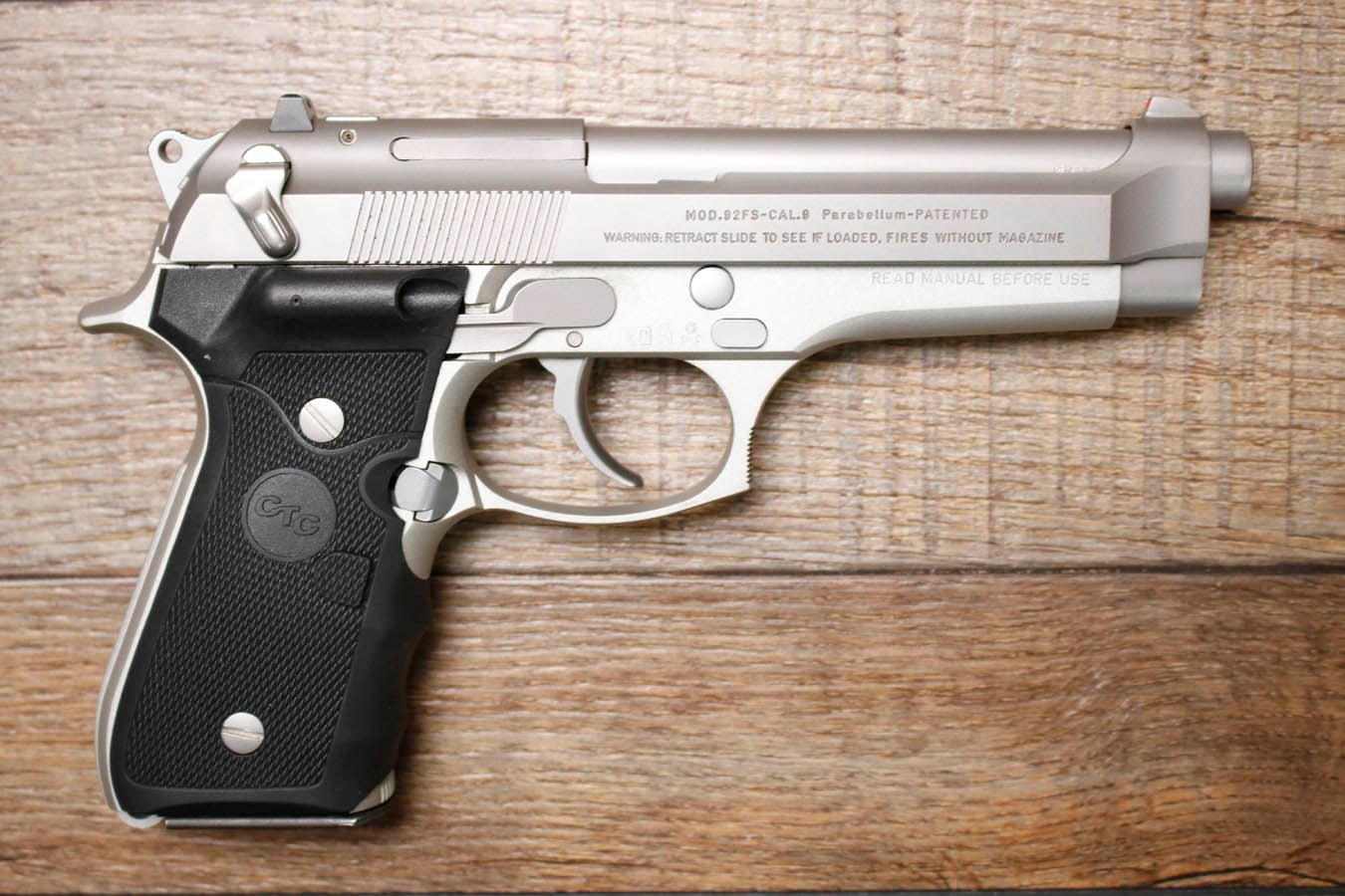 BERETTA 92FS 9mm Police Trade-In Pistol with Crimson Trace Lasergrips and Two Magazines