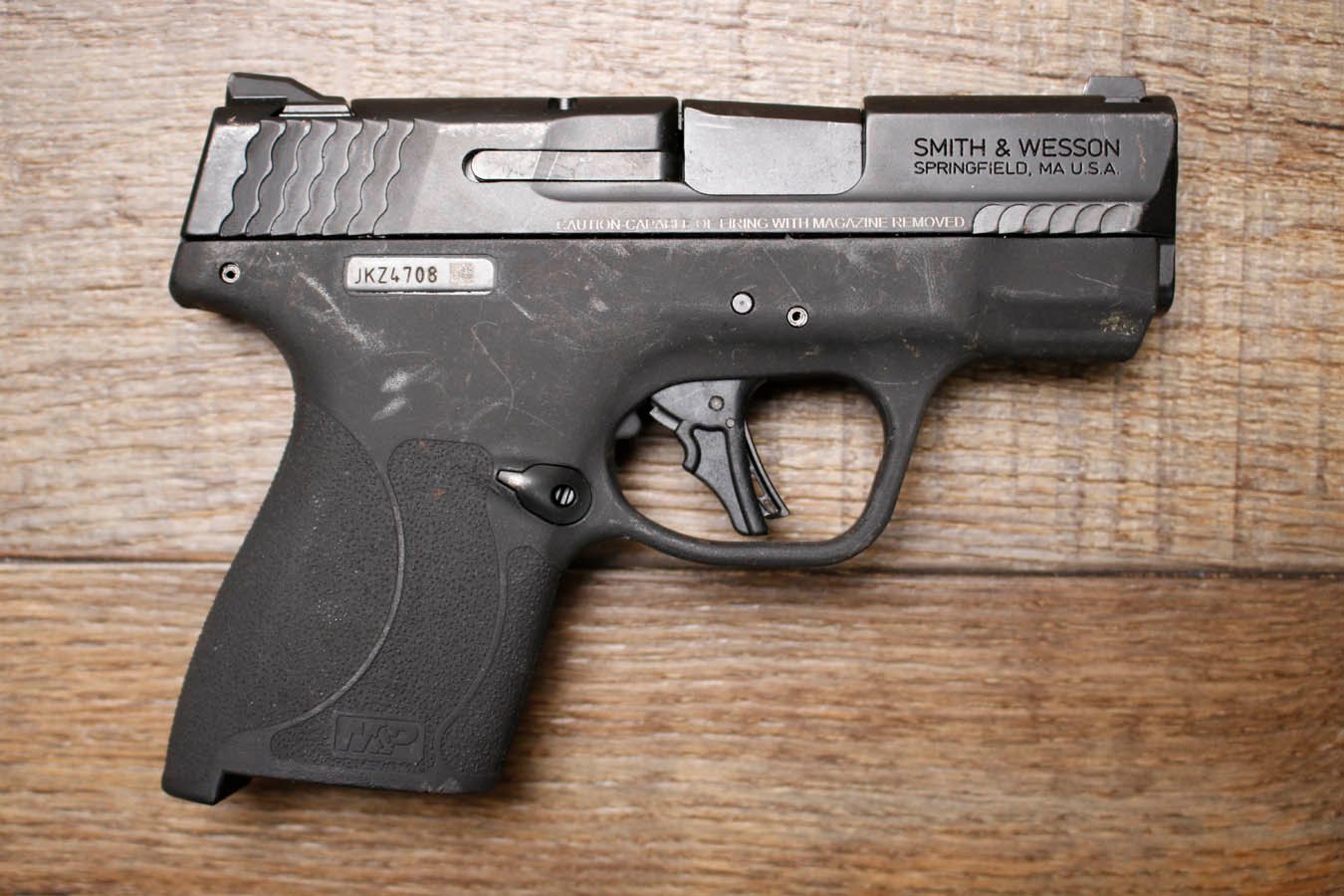 SMITH AND WESSON M&P9 Shield Plus 9mm Police Trade-In Pistol with Manual Thumb Safety (No Magazine)