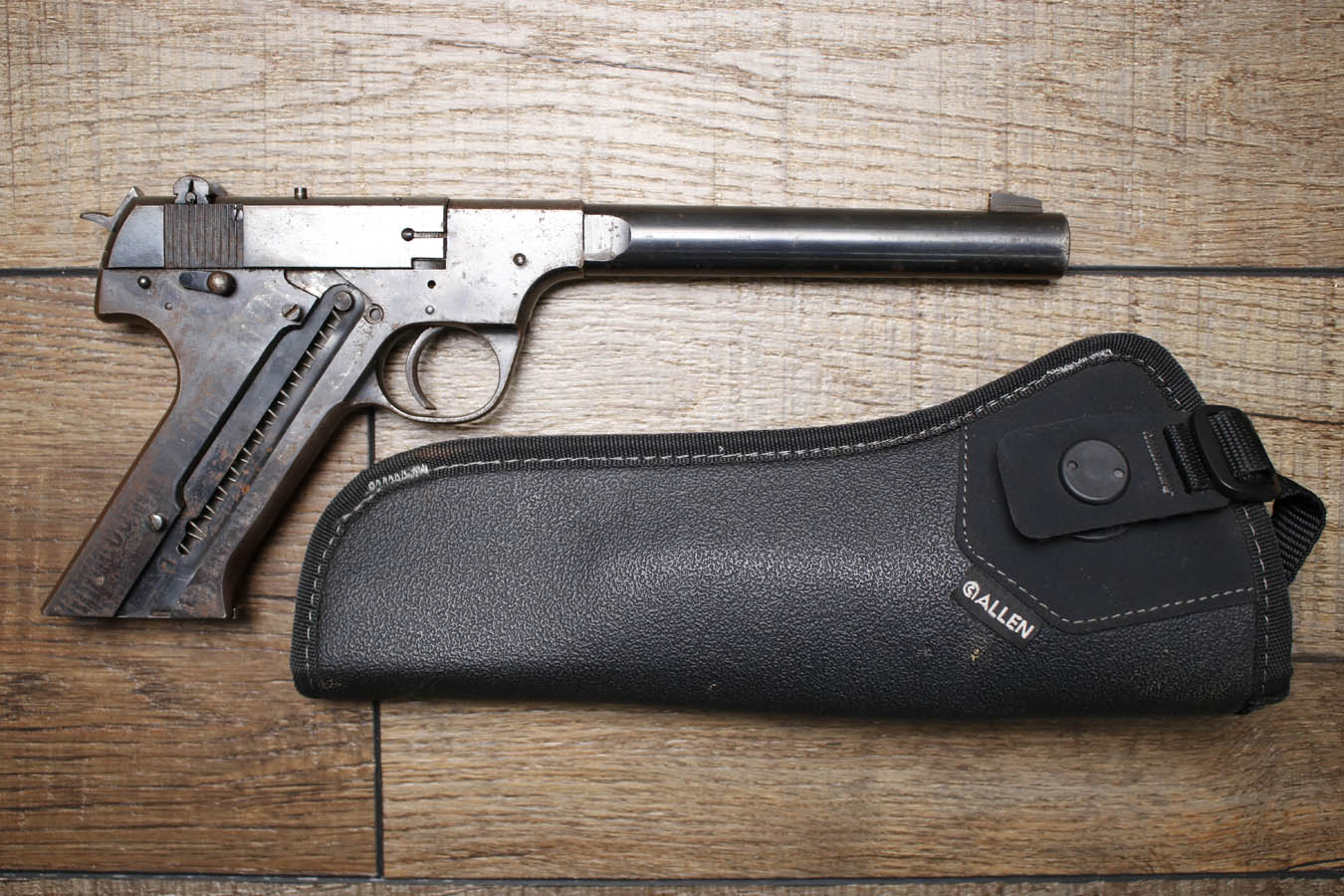 HIGH STANDARD H-D Military 22 LR Police Trade-In Pistol with Holster (Missing Grips)