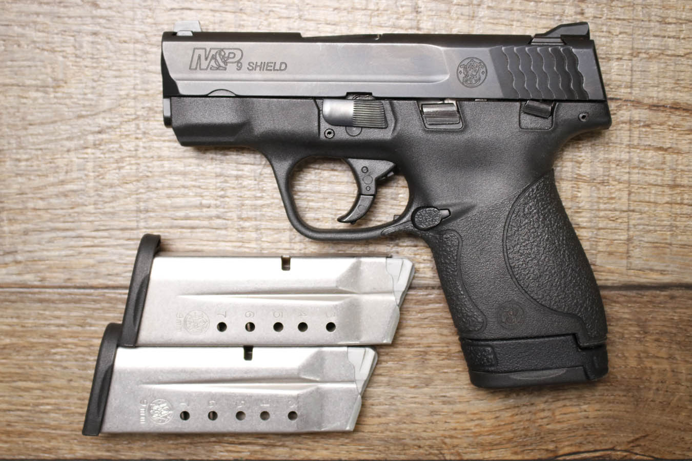 SMITH AND WESSON M&P9 Shield 9mm Police Trade-In Pistol with Three Magazines