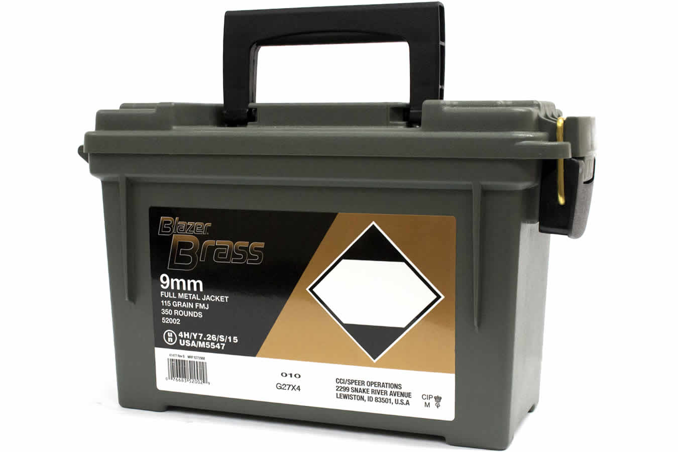 CCI AMMUNITION 9mm Luger 115 gr FMJ Blazer Brass 350 Round Ammo Can