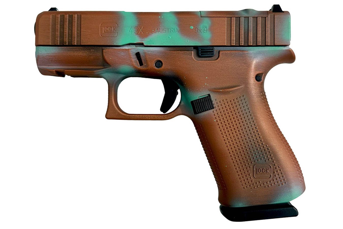 GLOCK 43x MOS 9mm Optic Ready Pistol with Copper Patina Cerakote Finish