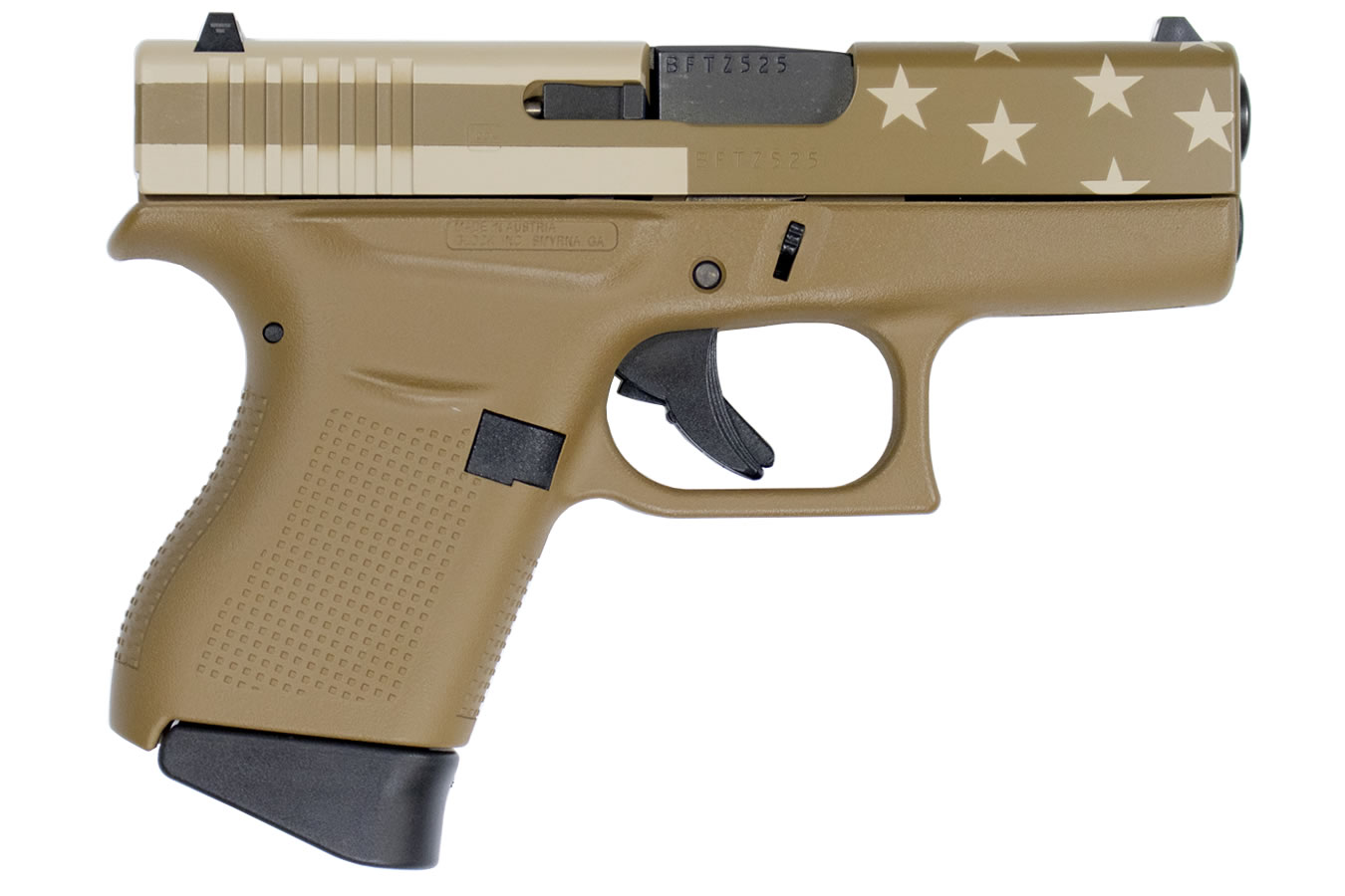 Glock 43 9mm Flat Dark Earth (FDE) Single Stack Pistol with American